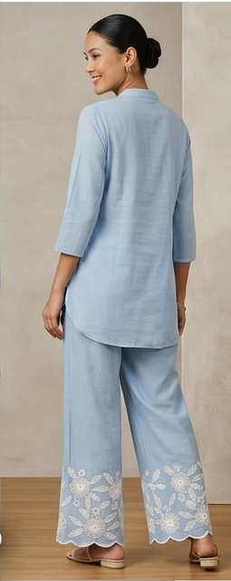 Blue Embroidered Co-Ord Set