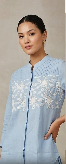 Blue Embroidered Co-Ord Set